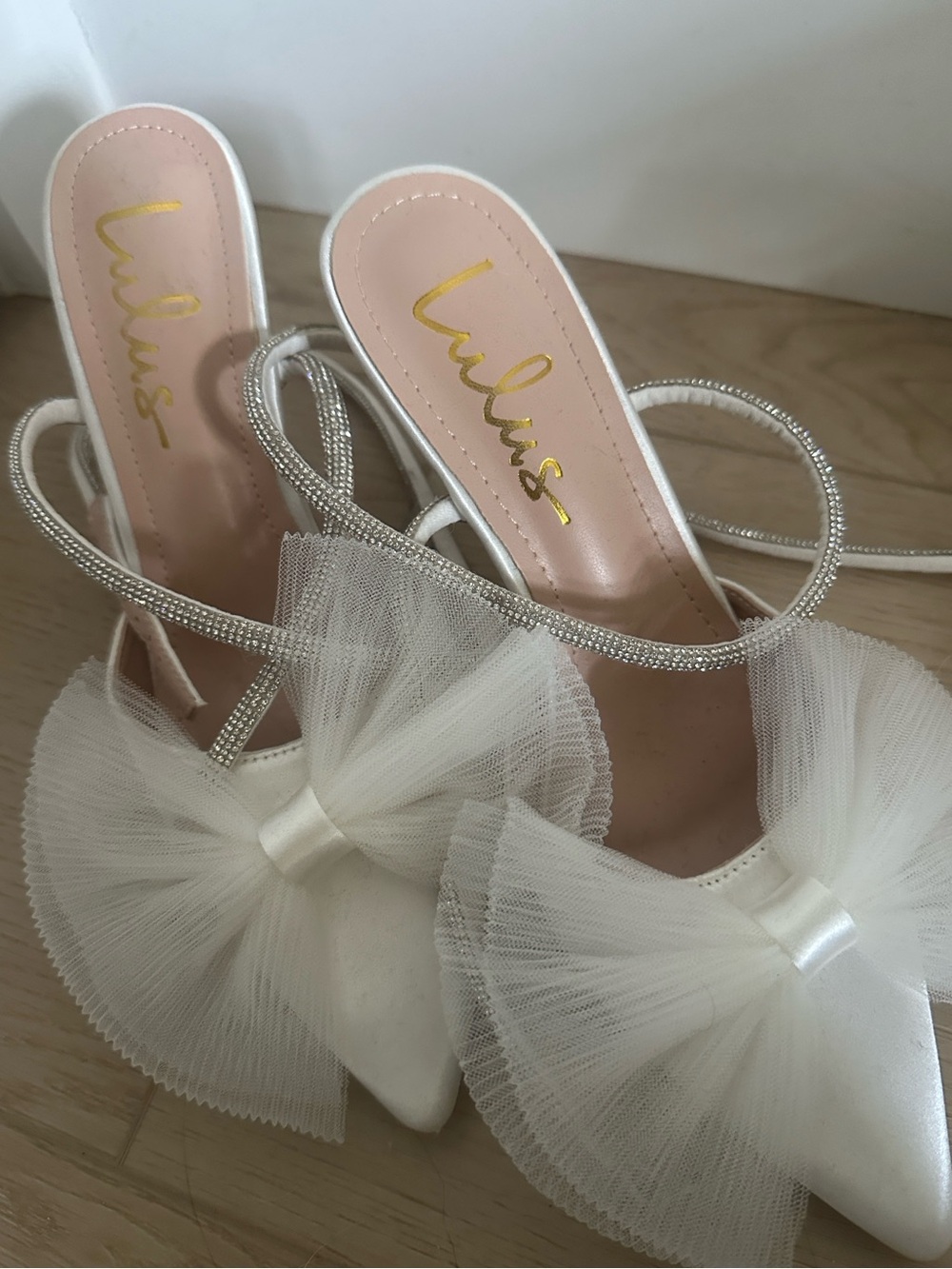 NEW Lulu's Ivory Heels with Tulle Bow